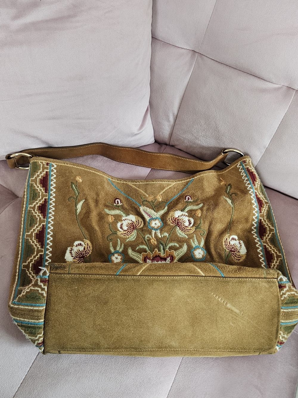 Johnny Was Tan Embroidered Floral Shoulder Bag - Picture 4 of 8